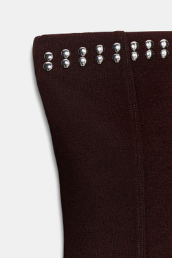 ZARA ТОП БАНДО С ЭЛАСТИЧНОЙ ТКАНЬЮ И ЗАКЛЕПКАМИ, ТЕМНО-КОРИЧНЕВЫЙ