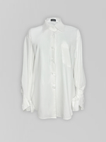 Рубашка однотонная удлиненная сзади и с рукавами расклешенными к низу