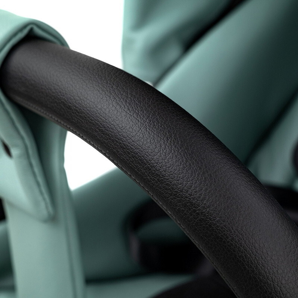 Детская коляска Roan Esso 2025 Кожа 3 в 1 с автокреслом Tutis Elo Lux EduSky Black ESSK/214/1 Misti Mint/Grey/руч.Черный