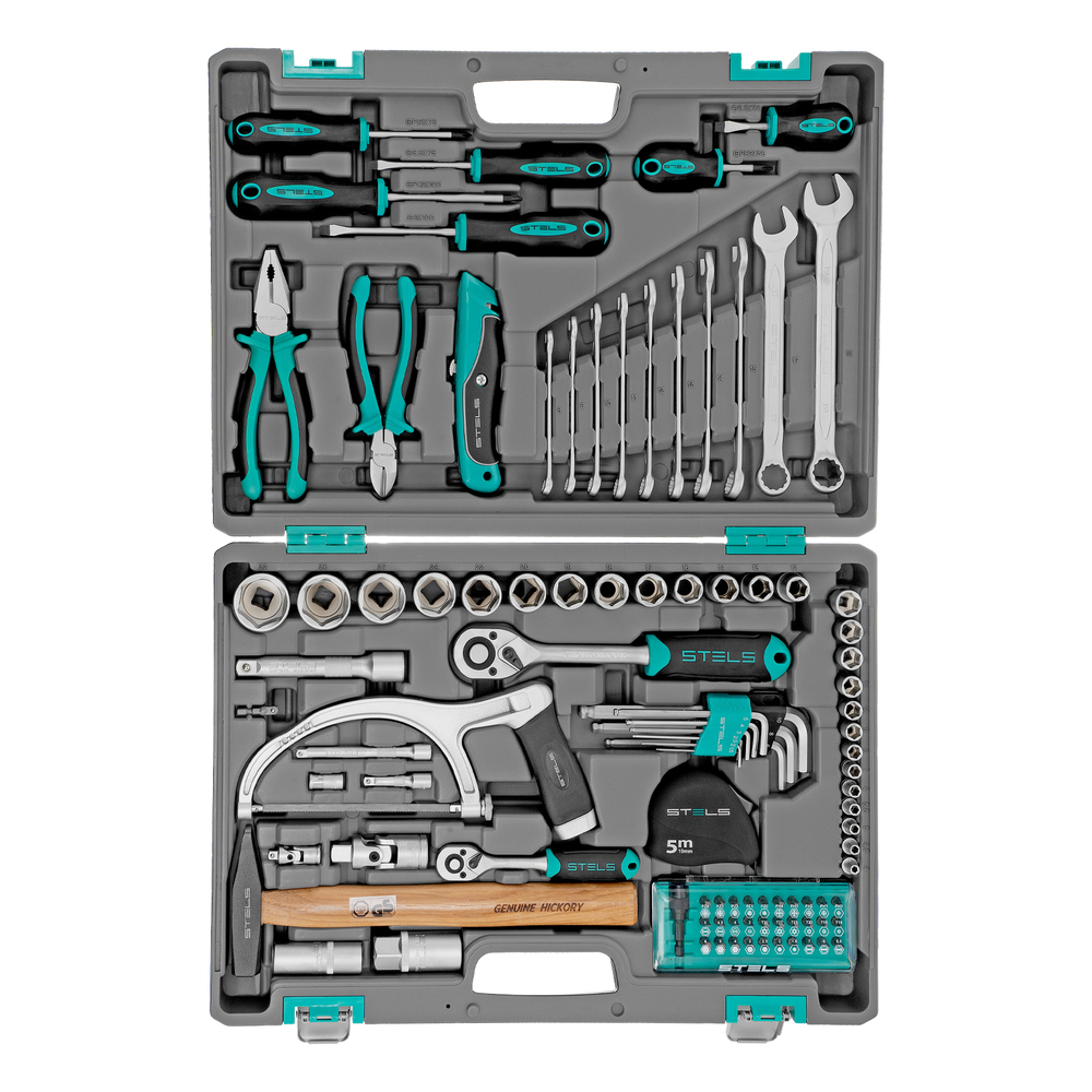 Набор инструментов, 1/2", 1/4", CrV, пластиковый кейс 98 предметов Stels
