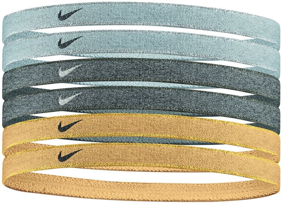 Резинка на голову Nike Swoosh Sport Headbands 6P - wolf grey/black/club gold/metalic gold