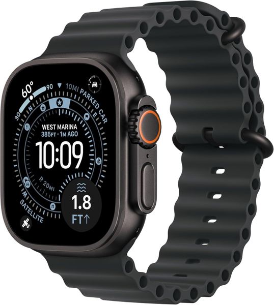 Умные часы Apple Watch Ultra 3 49 мм черный титан, ремешок Ocean черного цвета
