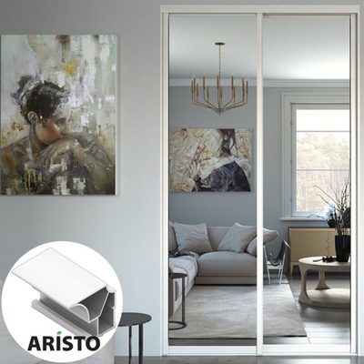 Дверь-купе ARISTO FLAT, зеркало, профиль белый матовый