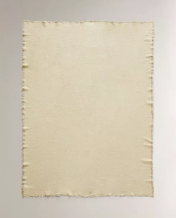 ZARA HOME ПЛЕД ИЗО ЛЬНА С ОТДЕЛКОЙ ОВЕРЛОКОМ, БЕЖЕВЫЙ