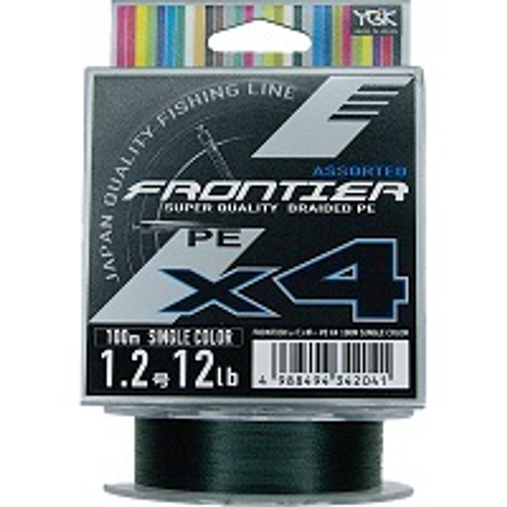 Шнур YGK Frontier X4 PE 100м #1.2  0.185мм 5.5кг 1шт Dark Green