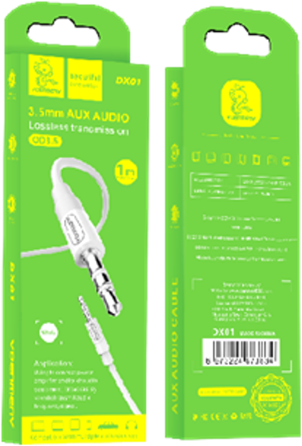 Кабель AUX DENMEN DX01 (белый) 1м