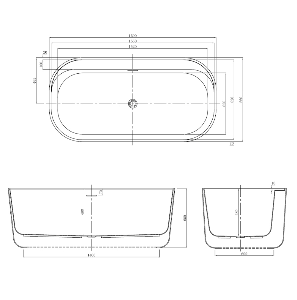 Ванна отдельностоящая Azario WINCHESTER 1690х860х600  18122