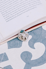 Кольцо «Мозаик» раф прямоугольный с лабрадоритом и ромбом белый циркон