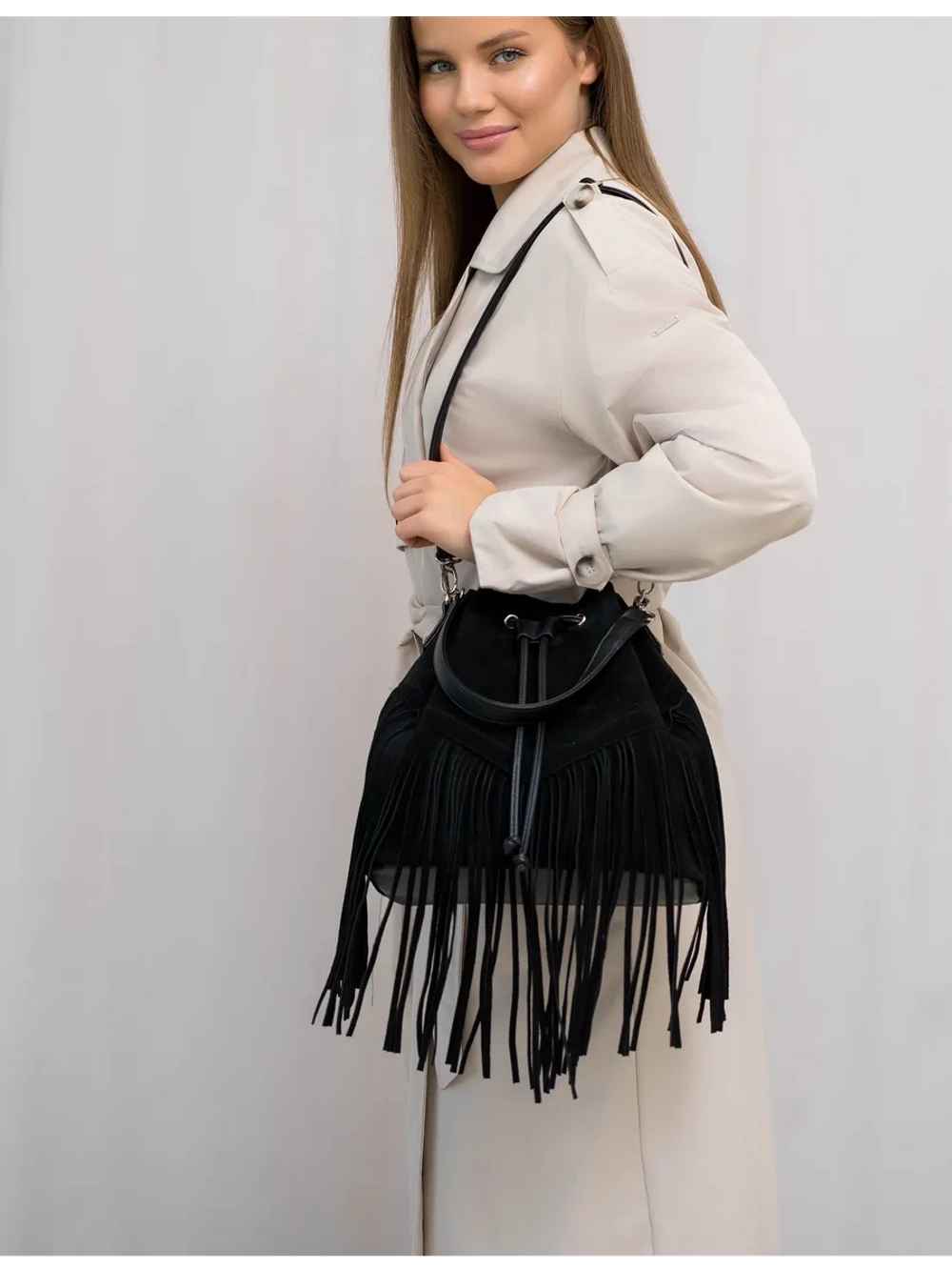 сумка через плечо тоут средняя натуральная замша