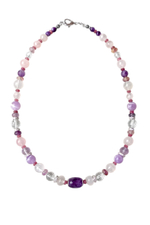 Бусы нарядные из камней: кварц, флюорит, рубеллит