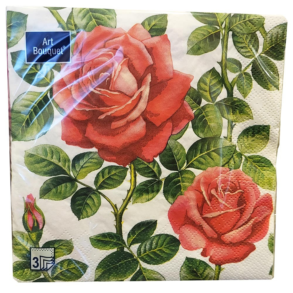 Салфетки Art Bouquet 33*33. Английская роза. 3-слоя, 20 листов