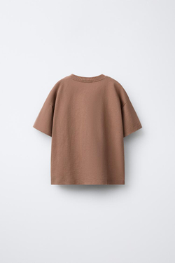 ZARA ФУТБОЛКА С КРУЖЕВОМ КРОШЕ, КОРИЧНЕВЫЙ