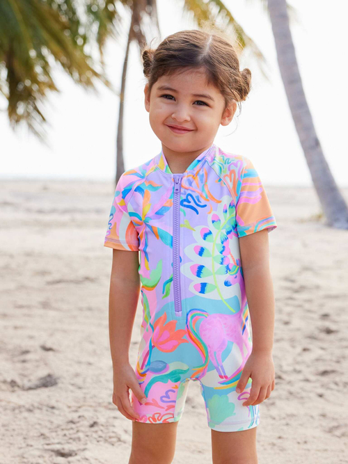 Купальник слитный на молнии для девочки Next N01-193, Сиреневый