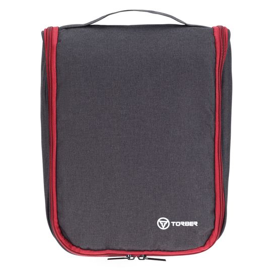 Несессер Torber, дорожный, чёрный/бордовый, полиэстер 300D ткань катионик, 27 х 22 х 11см