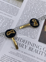 Заколка "Замочная скважина" золотистая с черной эмалью Скиапар. состаренный эффект винтаж