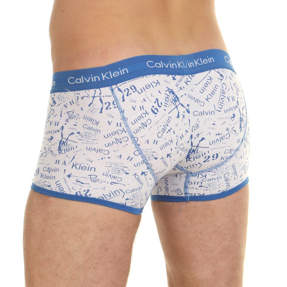 Мужские трусы боксеры белые с синим принтом Calvin Klein 365 Blue Picasso Print