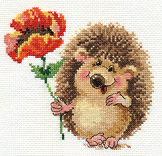 "Ежик с маком"-0-116  вышивка