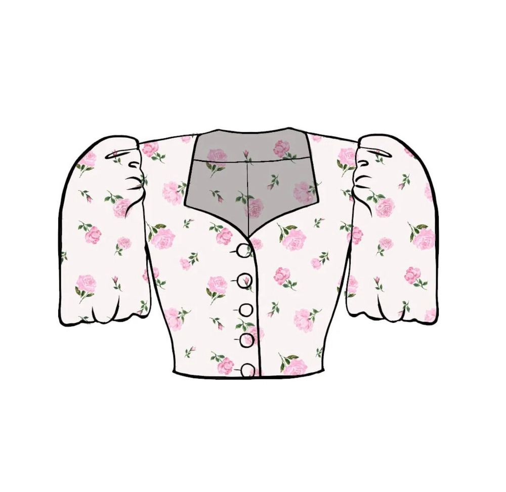Chanelle, топ из хлопка молочный светло-розовые розы
