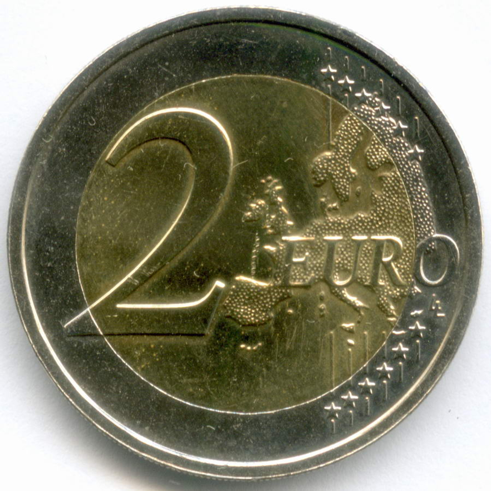 2 евро 2015 год. Люксембург. 30 лет флагу Европейского союза. Биметалл UNC