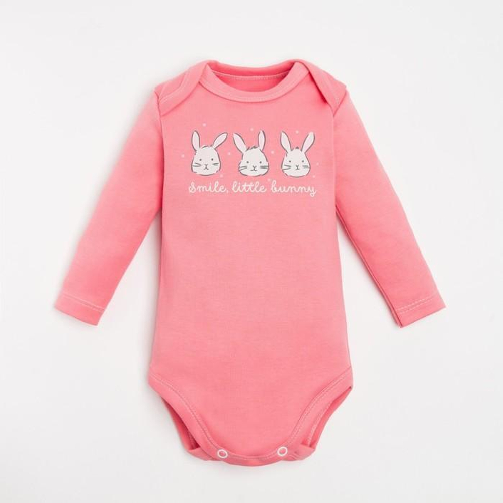 Боди с дл. рукавом "Зайчик", рост 80-86 см, розовый 7711030 (Крошка Я)