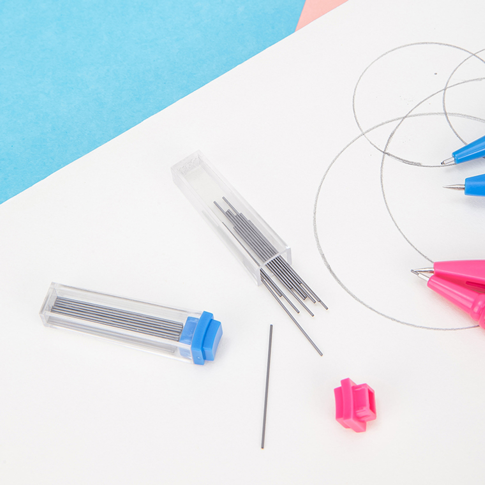 Циркуль Deli "Pioneer", 2 предмета, пластиковый футляр, ассорти