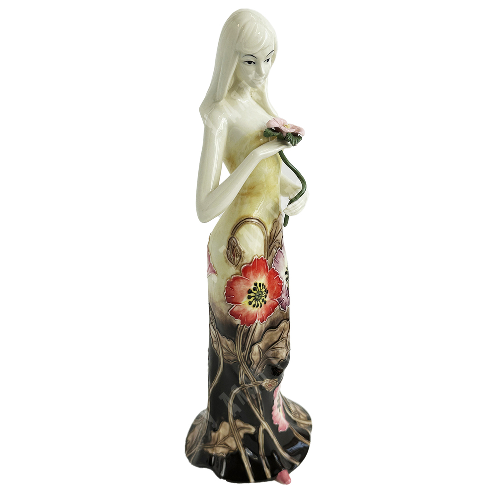 Дама с маками. Фарфор, лепнина, роспись. Италия, Pavone. 1980-90-е