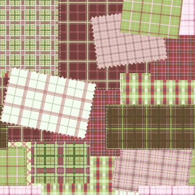 Клетчатый печворк салатовый с красным