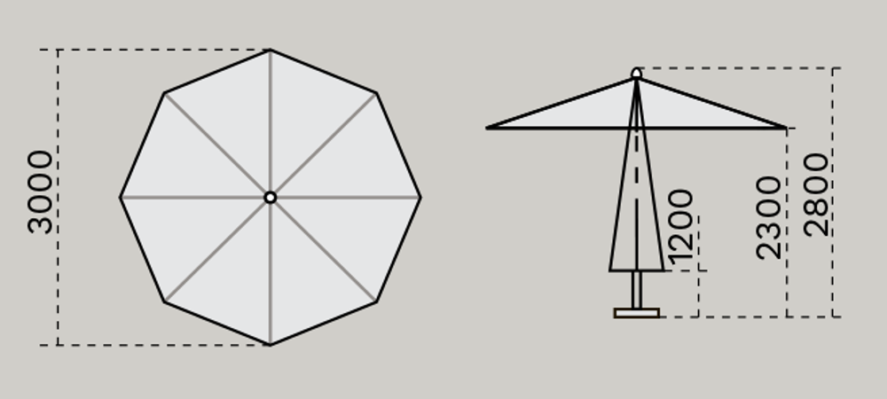Зонт профессиональный Ø3 м Scolaro Palladio Standard, натуральный, слоновая кость
