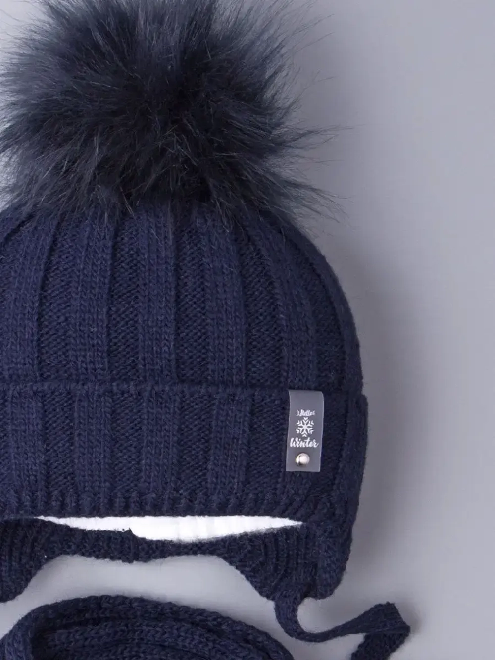 Шапка детская зимняя с помпоном и шарф