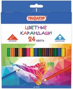 Карандаши цветные ПИФАГОР "БЫСТРЕЕ! ВЫШЕ! СИЛЬНЕЕ!", 24 цвета, классические заточенные, 181358
