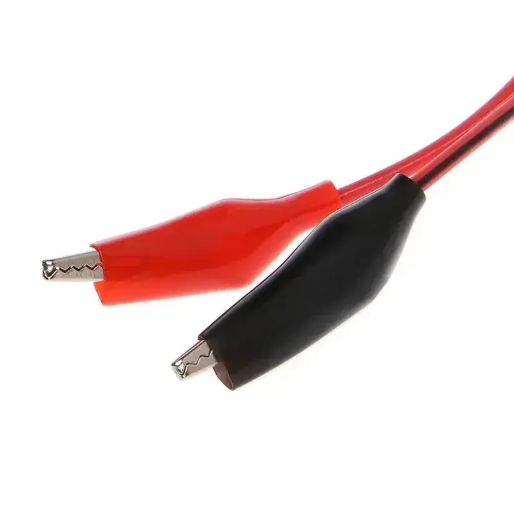 Зажимы с проводом 1метр красный и черный "крокодил - крокодил"