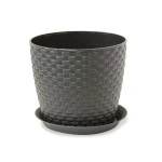 Кашпо РОТАНГ D155мм 2л с поддоном коричневый ротанг 0,136,155х0,155м (комплект 26 шт)