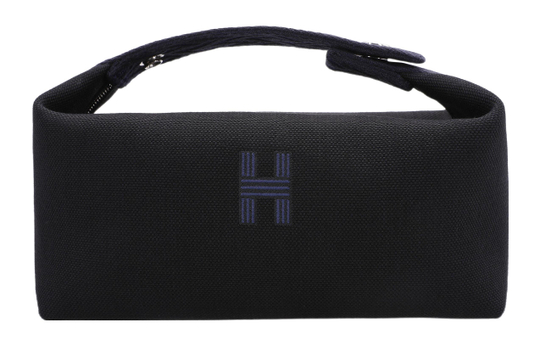 HERMES Bride a Brac Canvas Lunch Bag, Canvas Bag, Storage Bag, X Toiletry Bag Small Unisex Black/Midnight Blue