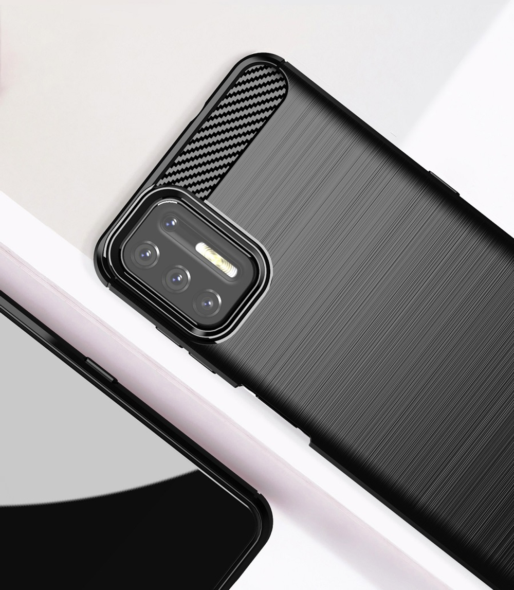 Чехол черный для Motorola G9 Plus, серии Carbon (карбон дизайн) от Caseport