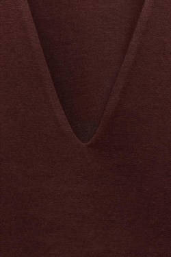ZARA ТОП ИЗ ИНТЕРЛОКА С V-ОБРАЗНЫМ ВЫРЕЗОМ, БОРДОВЫЙ