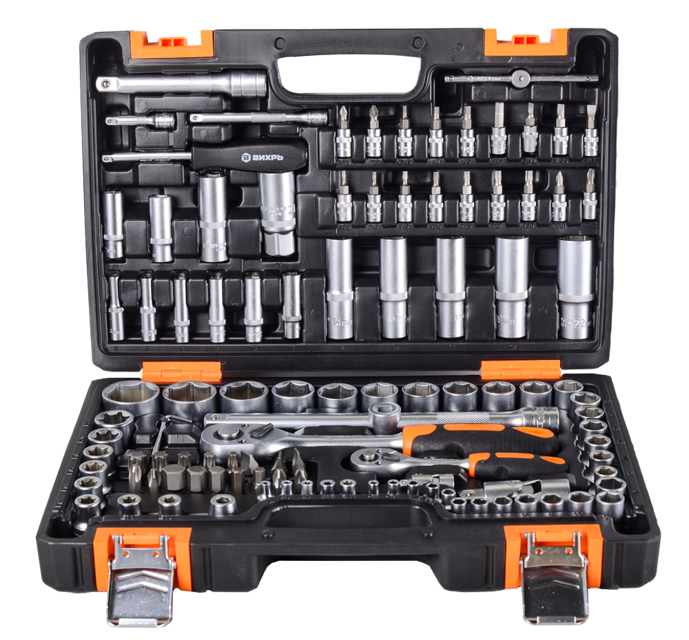 Набор инструментов, 1/2", 1/4", CrV, в кейсе 108 предметов Вихрь