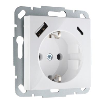 Розетка USB (A+C), 16А 250В 3400 мА LIREGUS EPSILON IUK-3-01.E/B белая