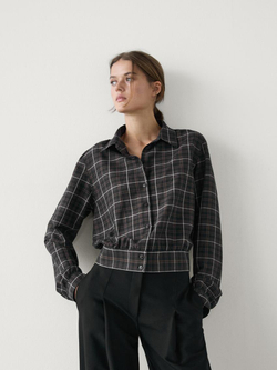 Massimo Dutti Рубашка в клетку с поясом, темно-серый