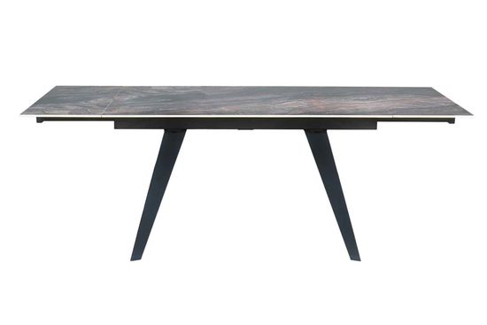 Стол "РЕЙН" 140-220, керамика Venice Grey глянцевый, опоры черный муар