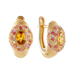 Серьги с Цитринами, Розовыми, Желтыми и Оранжевыми Сапфирами, E0087-0/5