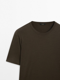 Massimo Dutti Футболка из смесовой шерсти, хаки