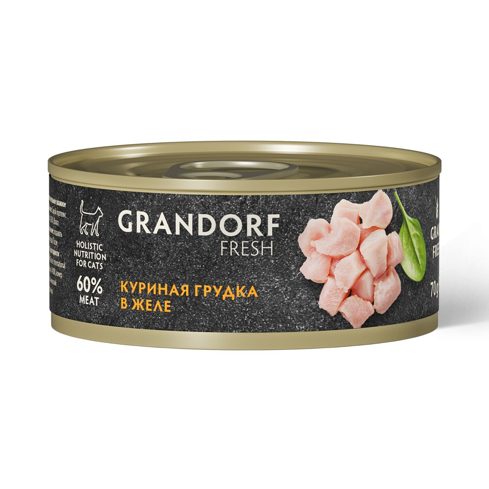 Корм консервированный для кошек Куриная грудка в желе, 70гр GRANDORF FRESH