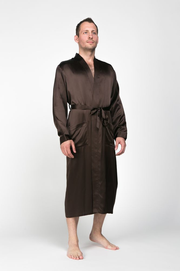 Халат шелковый мужской Luxe Dream шоколад