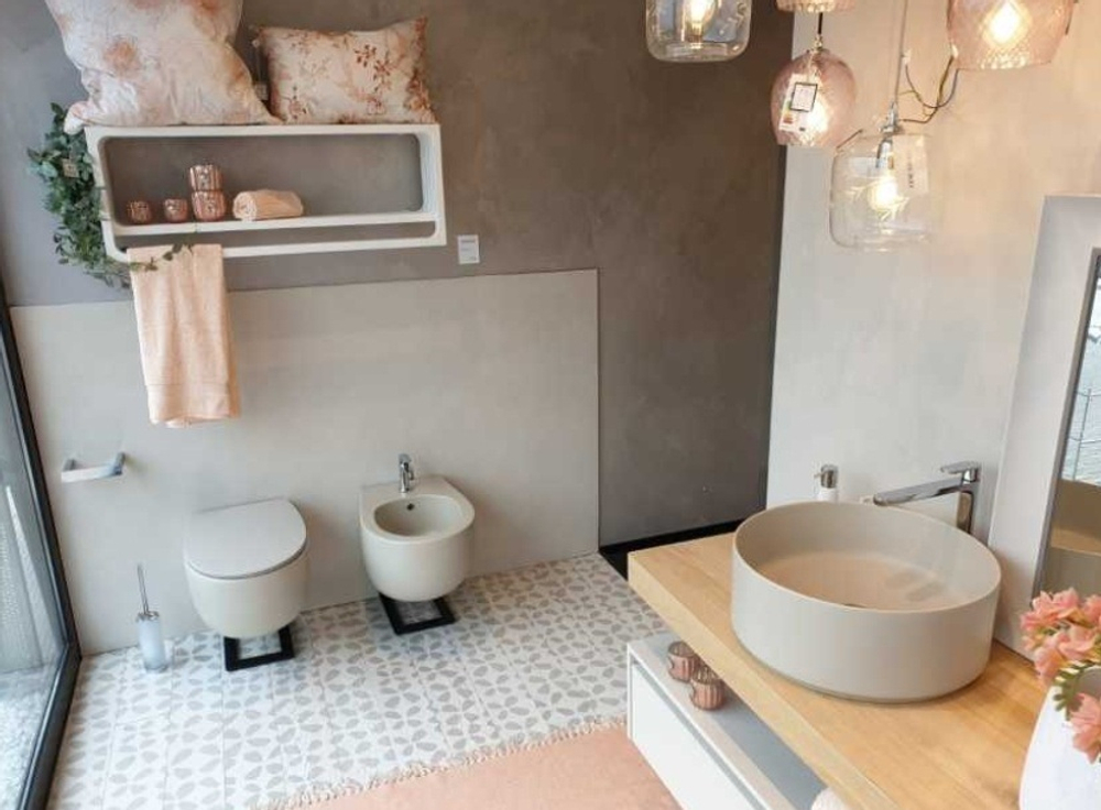 Биде подвесное AeT Dot 2.0, с креплениями, с 1-м отв. отверстием смеситель, цвет бежевый матовый