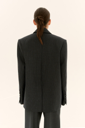 Жакет двубортный в полоску ((Время - деньги)), темно-серый