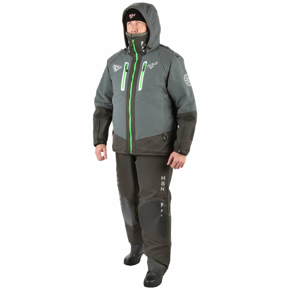 Костюм-поплавок мужской зимний "Rescuer IV prosport"-45, hardguard, серый (зеленые молнии), ХСН