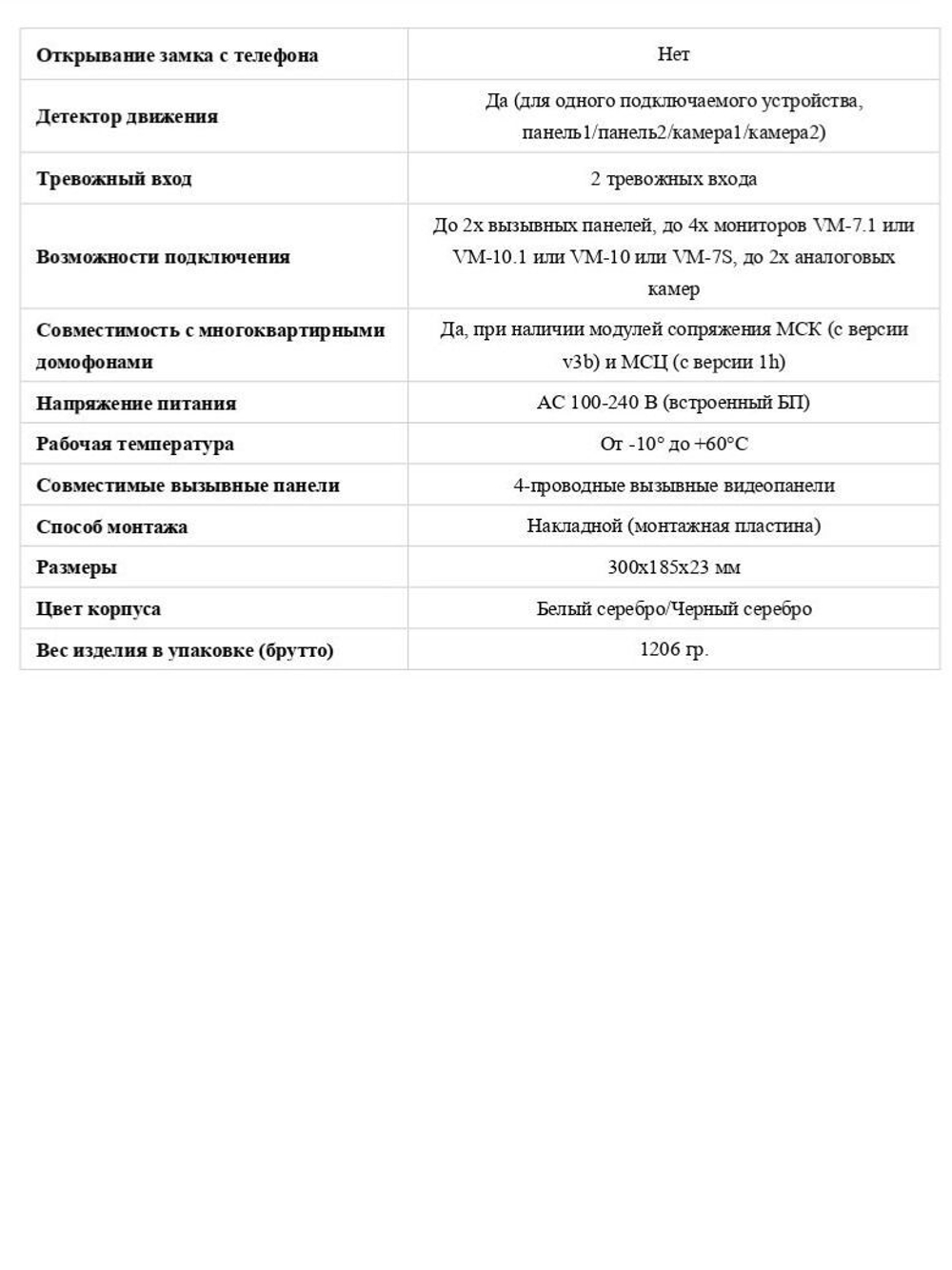 Видеодомофон Optimus VM-10.1 (Белый/Серебро)
