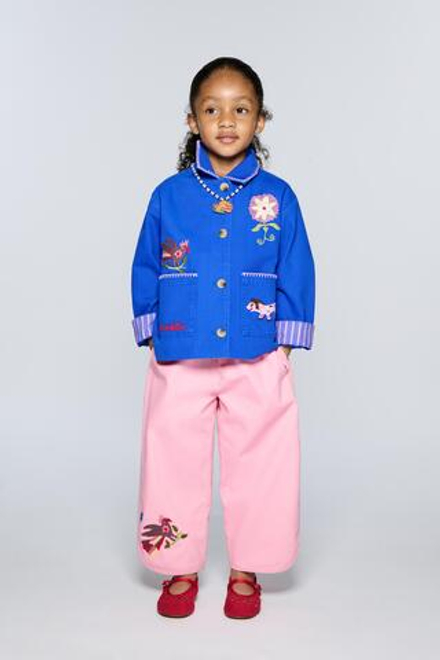 ZARA Х SISSEL EDELBO БРЮКИ BAGGY С ВЫШИВКОЙ, РОЗОВЫЙ