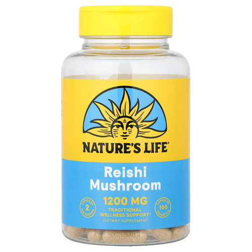 Nature's Life, Гриб рейши, 100 вегетарианских капсул (600 мг на капсулу)