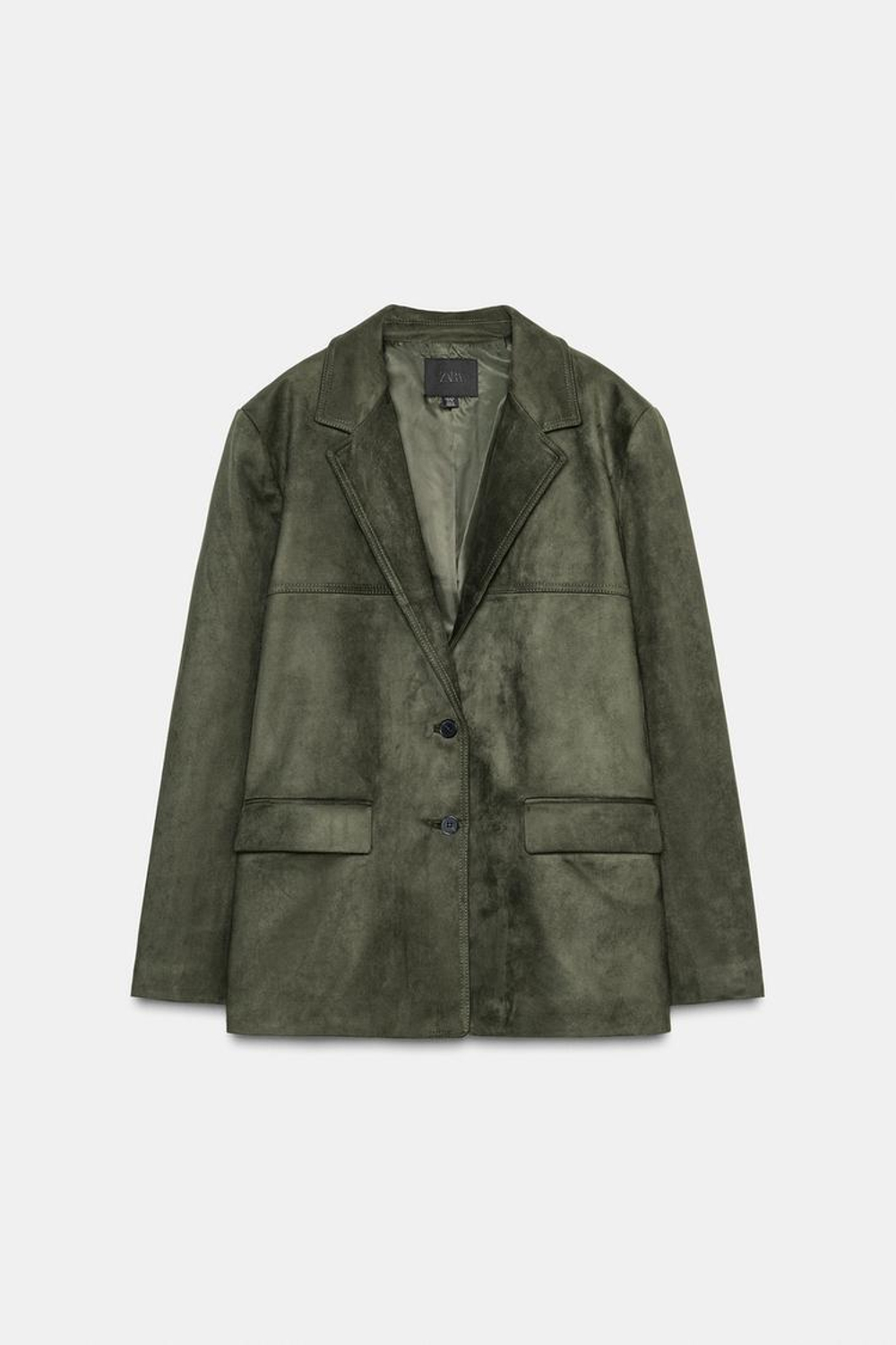 ZARA БЛЕЙЗЕР ПОД ЗАМШУ, ЦВЕТ МХА